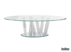 BAMBOO - Round glass coffee table for living room _ Reflex