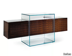 KUBO - Wood and glass sideboard with flap doors _ Reflex