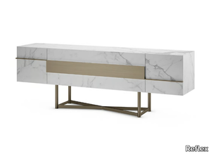 MUSA - Sideboard with glass doors with marble effect _ Reflex