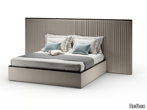 PLISSÈ XL - Leather double bed with upholstered headboard _ Reflex