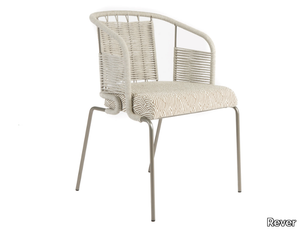 PIETRASANTA - Steel and rope garden chair with armrests and cushion _ Rever