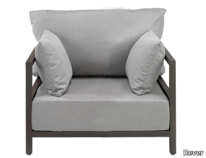 SAN DIEGO - Upholstered fabric garden armchair with removable cover with armrests _ Rever