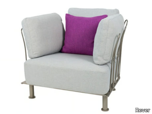 CLOUD - Upholstered fabric and steel garden armchair with armrests _ Rever