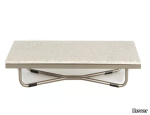 FORTE DEI MARMI - Low steel and grit marble garden side table _ Rever