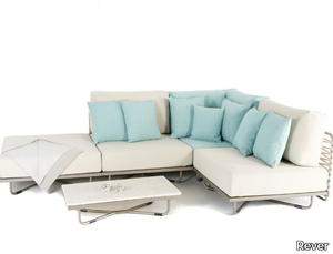 FORTE DEI MARMI - Sectional fabric and steel garden sofa _ Rever