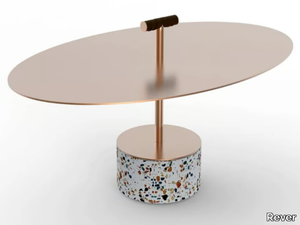 LIDO - Oval steel and marble grit garden side table _ Rever