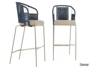 PIETRASANTA - High steel and rope stool with integrated cushion and back _ Rever