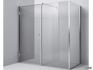 Corner - Fixed screen and hinged door - Corner shower enclosure with fixed screen and hinged door _ Rexa