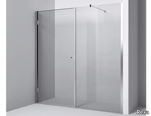 Fixed screen with hinged door - Niche Shower Enclosure with fixed screen and hinged door _ Rexa