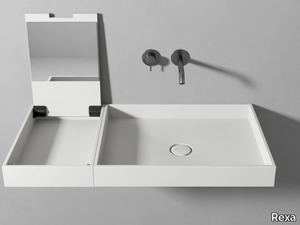 Corian® washbasin with makeup desk - Corian® washbasin with makeup desk _ Rexa