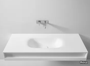 TERMOFORMATO - Wall-mounted Corian® washbasin with towel rail _ Rexa