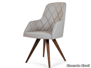 MARLÈNE 220 STITCHING WOODCONE - Upholstered leather chair _ Riccardo Rivoli