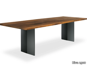 SKY-NATURA NATURAL SIDES - Rectangular table with solid wood top and iron base _ Riva 1920