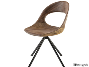 NAIMA - Swivel trestle-based solid wood chair _ Riva 1920