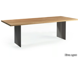 NATURA NATURAL SIDES - Rectangular table with solid wood top and iron base _ Riva 1920