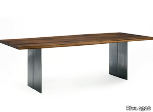 NATURA PLANK - Rectangular table with solid wood top and iron base _ Riva 1920