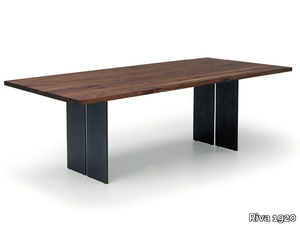 NATURA SQUARED - Rectangular table with solid wood top and iron base _ Riva 1920