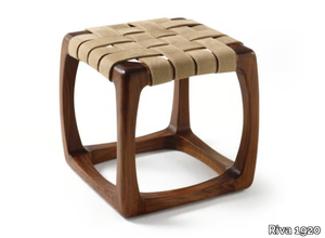 BUNGALOW STOOL - Low wooden and leather stool _ Riva 1920