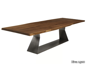 BEDROCK PLANK C - Rectangular table with solid wood top and iron base _ Riva 1920