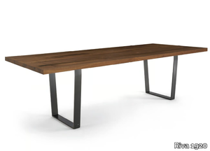 D.T. TABLE SQUARED - Rectangular dining table with solid wood top and iron base _ Riva 1920