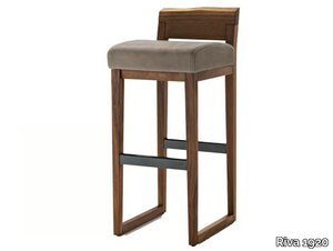 DINO - High sled base solid wood stool with footrest _ Riva 1920