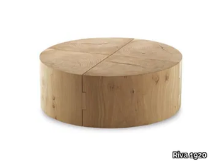 ECO BLOCK - Low round solid cedar wood coffee table _ Riva 1920