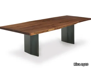 SKY-NATURA PLANK - Rectangular table with solid wood top and iron base _ Riva 1920