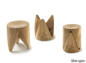 J+I ZIG+ZAG - Low stackable solid cedar wood stool _ Riva 1920