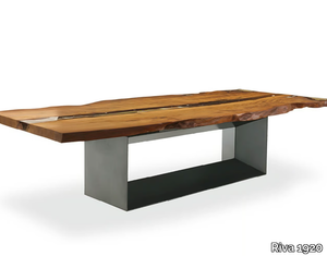 KAURI CUBE - Rectangular table with Kuari solid wood and iron base _ Riva 1920