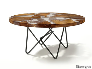 KAURI EARTH - Round table with resin and Kauri wood top and iron base _ Riva 1920