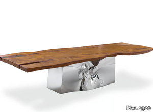 KAURI RIFLESSI MILLENARI - Rectangular table with top in Kauri wood and steel base _ Riva 1920