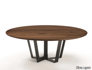 KOHI TABLE - Round table with solid wood top and iron base _ Riva 1920