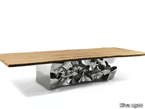 RIFLESSI IN LAGUNA - Rectangular table with briccola top and steel base _ Riva 1920