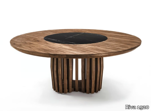 SHANG WOOD - Round solid wood table with Lazy Susan _ Riva 1920