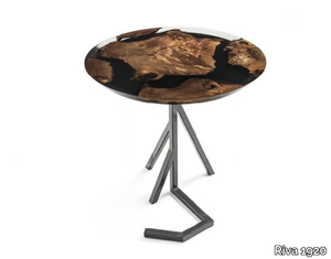 TINY EARTH - Round Kauri solid wood and resin high side table _ Riva 1920