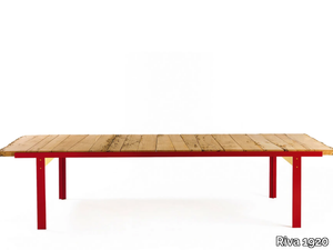 TOUCH TABLE BRICCOLA - Rectangular table with briccola wood top and iron base _ Riva 1920