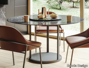 TWIRL - Round dining table with metal base _ Ronda Design