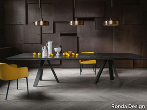 KI XL - Rectangular wooden table with metal base _ Ronda Design