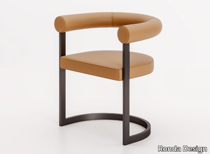 DHARMA - Leather chair with armrests _ Ronda Design