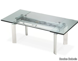 ASTROLAB - Extending glass and aluminium dining table _ Roche Bobois