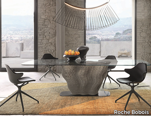 CORAIL - Rectangular table with concrete 3D printing (UHCP) base _ Roche Bobois