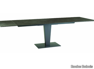 NEPHTIS - Extending rectangular glass and aluminium dining table _ Roche Bobois