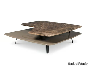 TURN UP - Square Dark Emperador marble coffee table _ Roche Bobois