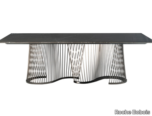 SERPENTINE - Rectangular table with marble top and steel base _ Roche Bobois
