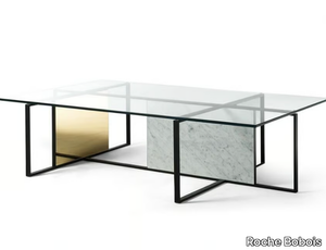 TRAME - Low rectangular glass coffee table _ Roche Bobois