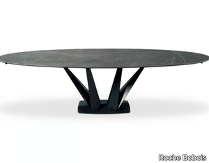 ALLIAGE - Extending oval ceramic dining table _ Roche Bobois