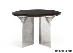 ALTO - Round aluminium and wood coffee table _ Roche Bobois