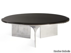 ALTO - Low round aluminium and wood coffee table _ Roche Bobois