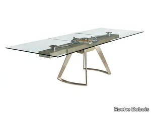 ASTROLAB 2.0 - Extending rectangular glass and aluminium table _ Roche Bobois