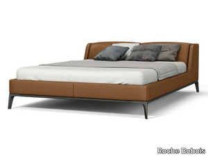 CASSIOPEE - Leather double bed with upholstered headboard _ Roche Bobois